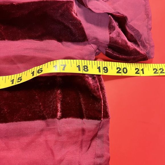 Topshop Womens Short Sleeve Velvet Sheer Striped Top Sz 4 Bow Back Holiday NWT - Picture 8 of 8